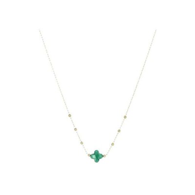 Collier ZAG Velasquez en acier doré et malachite