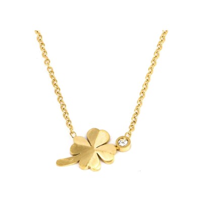 Collier Zag Trébol en acier doré et cristal