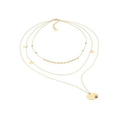 Collier Zag Sonia en acier doré et oxyde de zirconium