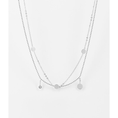 Collier Zag en acier et oxyde de zirconium