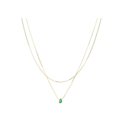 Collier Zag Carole en acier doré, Vert