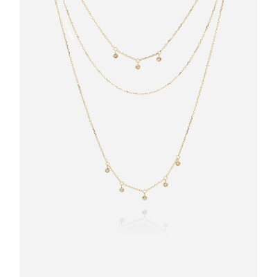 Collier Zag en acier doré et oxyde de zirconium