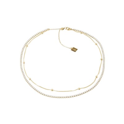 Collier Zag Osorno en acier doré et oxyde de zirconium