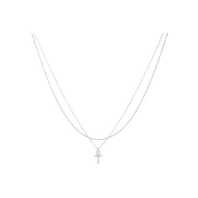 Collier Zag Hostena en acier et oxyde de zirconium