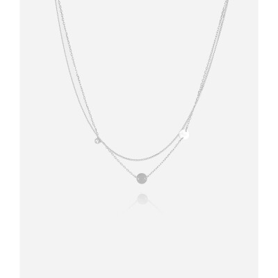 Collier Zag en acier et oxyde de zirconium