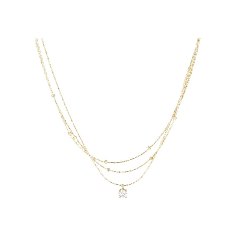 Collier ZAG en acier doré et oxyde de zirconium