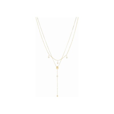 Collier Zag Dilbana en acier doré et oxyde de zirconium