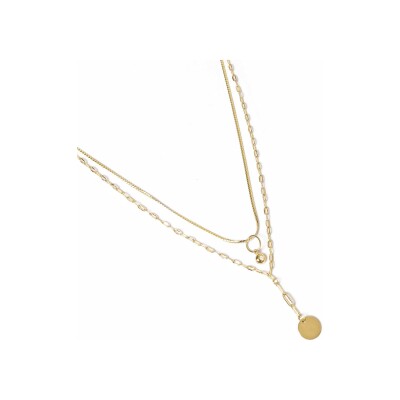 Collier Zag Fretia en acier doré et oxyde de zirconium