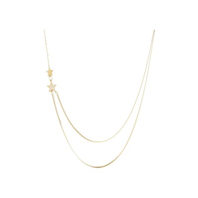Collier Zag Anaxes en acier doré et oxyde de zirconium