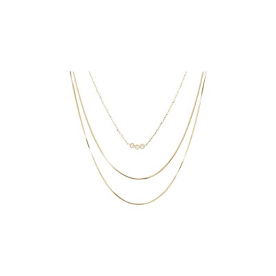 Collier Zag en acier doré et oxydes de zirconium