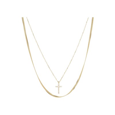 Collier Zag Mulino  en acier doré et oxyde de zirconium