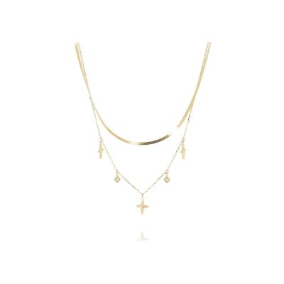 Collier Zag Colbu  en acier doré et oxyde de zirconium