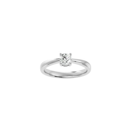 Solitaire 4 griffes en or blanc et diamants 0,50ct