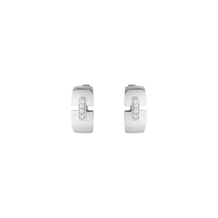 Boucles d'oreilles créoles So Shocking Capricieuse en or blanc et diamants 0.09ct