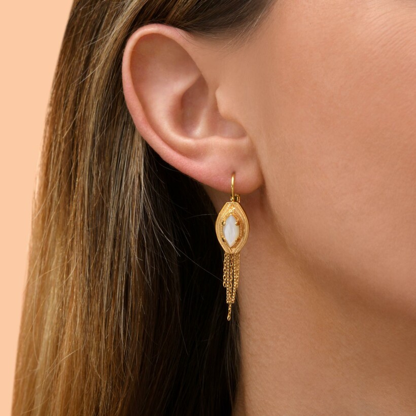 Boucles d'oreilles pendantes Satellite en métal doré à l'or jaune 14ct