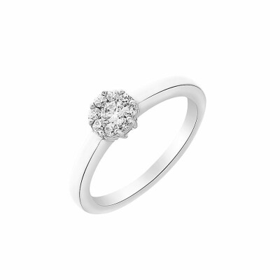 Solitaire accompagné en or blanc et diamants de 0.33ct