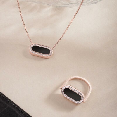 Collier So Shocking Inverso en or rose, onyx, nacre et diamants