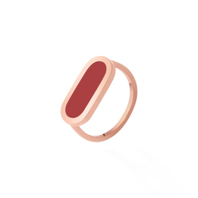 Bague So Shocking Première fois en or rose et laque rouge