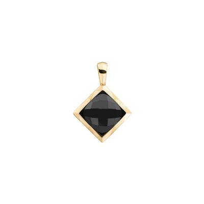 Pendentif Sparkling CUSHION CUT en argent plaqué or jaune et onyx