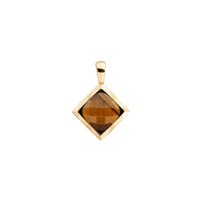 Pendentif Sparkling CUSHION CUT en argent plaqué or jaune et œil de tigre