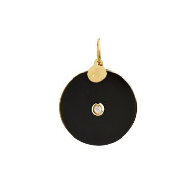 Médaille min&ral Joaillerie Pi en or jaune, onyx et diamant