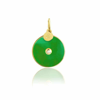 Médaille min&ral Joaillerie Pi en or jaune, jade et diamant