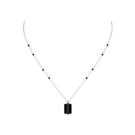 Collier Baurocher Limite en or blanc et jade noir pavé de diamants noirs