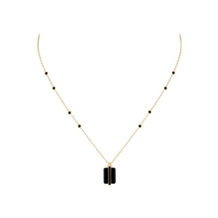 Collier Baurocher Limite en or jaune et jade noir pavé de diamants noirs