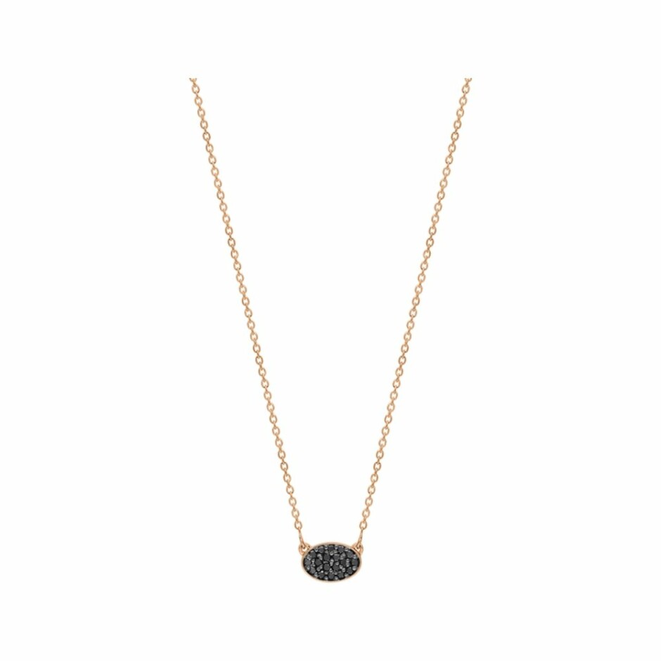 Collier GINETTE NY ELLIPSES & SEQUINS en or rose et diamants noirs