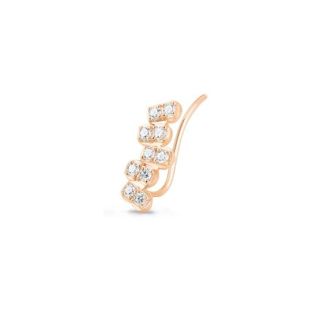 Mono boucle d'oreille GINETTE NY BE MINE Arc Droite Bande en or rose et diamants 