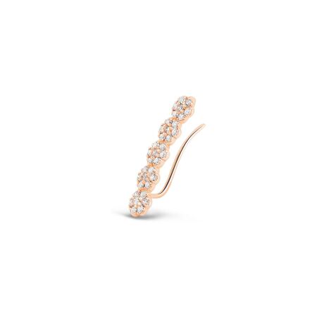 Mono boucle d'oreille GINETTE NY BE MINE Arc Droite Lotus en or rose et diamants