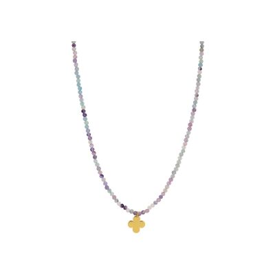 Collier Une A Une Rainbow en laiton et pierres de couleurs