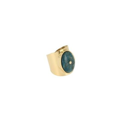 Bague Zag en acier doré et apatite, taille ajustable