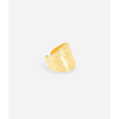 Bague Zag en acier doré, taille ajustable