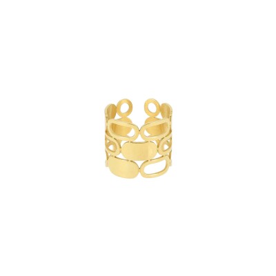 Bague Zag Cacilie en acier doré, taille ajustable