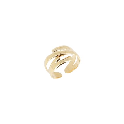 Bague Zag en acier doré, taille ajustable