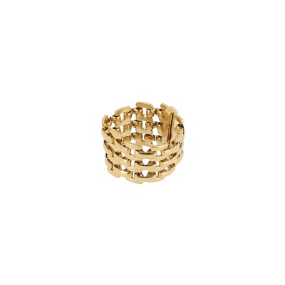 Bague Zag en acier doré, taille S