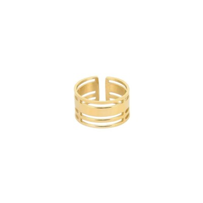 Bague Zag en acier doré, taille ajustable