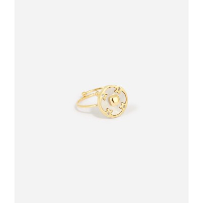 Bague Zag en acier doré et oxyde de zirconium, taille ajustable