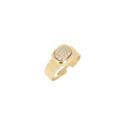 Bague Zag Gally en acier doré et oxyde de zirconium, taille ajustable