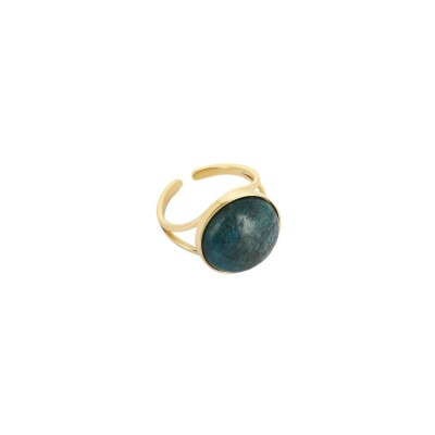 Bague Zag en acier doré et apatite, taille ajustable