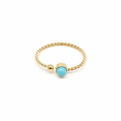 Bague Zag en acier doré et turquoise