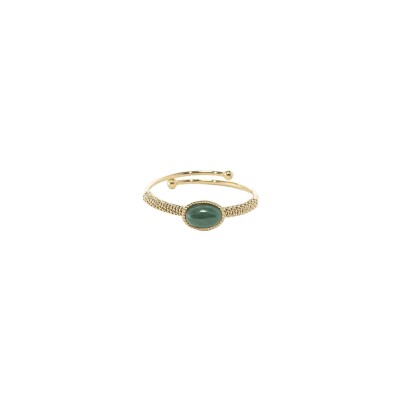 Bague Zag Trancoso en acier doré et pierre naturelle, taille ajustable