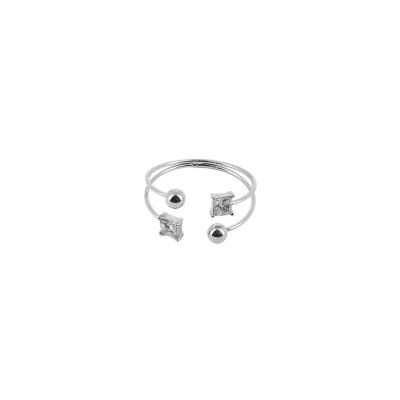 Bague Zag en acier et oxyde de zirconium, taille ajustable