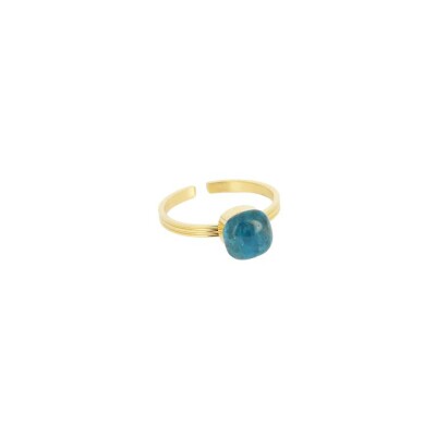 Bague Zag en acier doré et apatite, taille ajustable