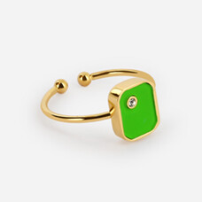 Bague ZAG en acier doré