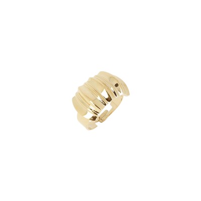 Bague Zag Eikon en acier doré, taille ajustable