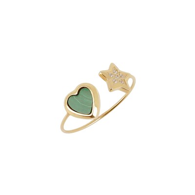 Bague Zag Sassari  en acier doré et oxyde de zirconium