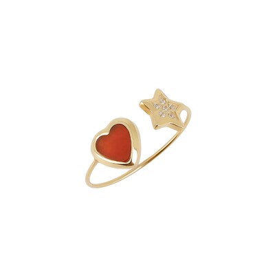 Bague Zag Sassari  en acier doré et oxyde de zirconium
