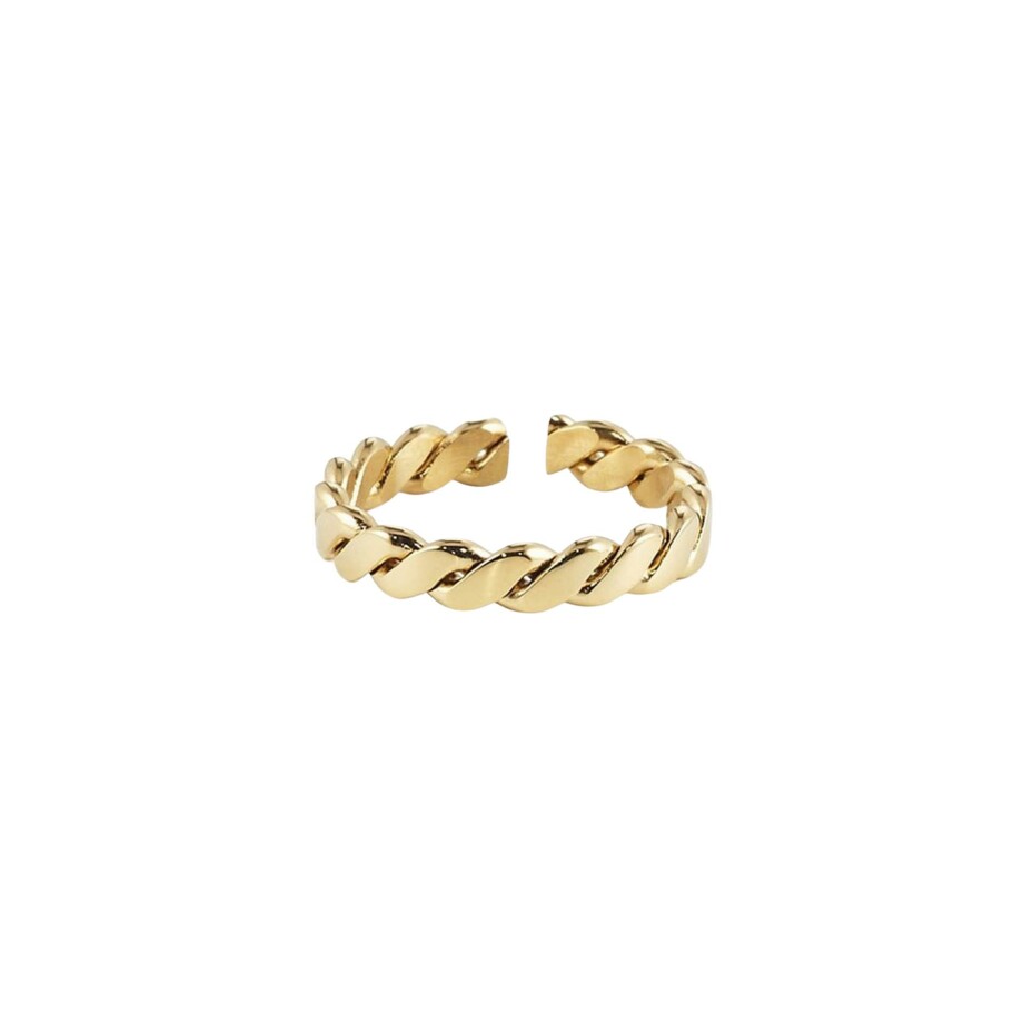 Bague ajustable ZAG Swan en acier doré